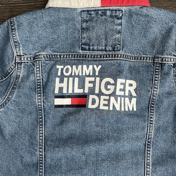 TOMMY HILFIGER Vintage Womens Small 90s Y2K Denim Jean Trucker Jacket Western - Picture 3 of 12